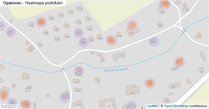 Opatovec - mapa podnikání