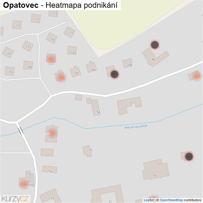 Mapa Opatovec - Firmy v obci.