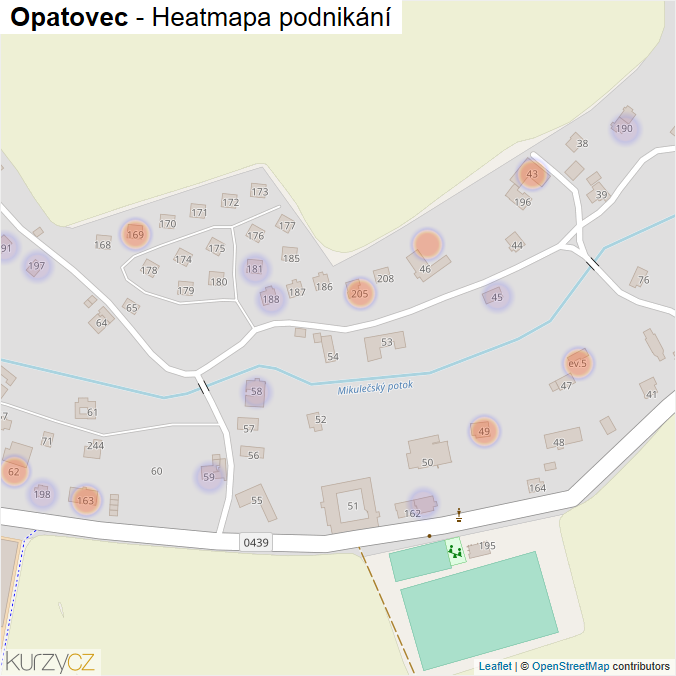 Mapa Opatovec - Firmy v části obce.