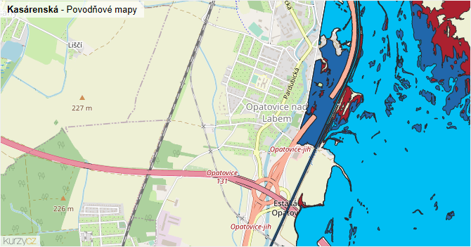 Kasárenská - záplavové mapy stoleté vody