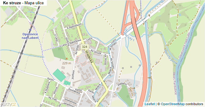 Ke struze - mapa ulice