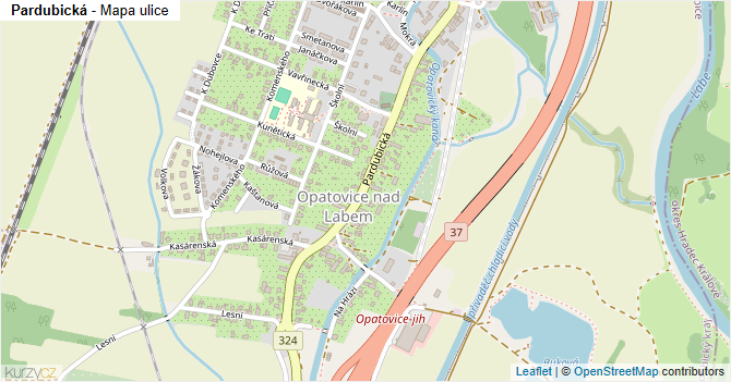 Pardubická - mapa ulice