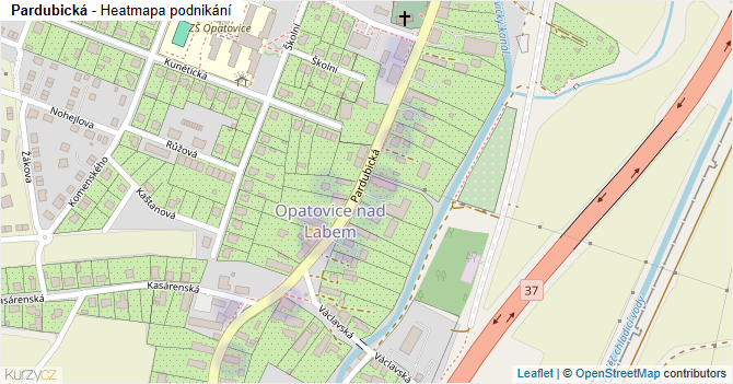Pardubická - mapa podnikání