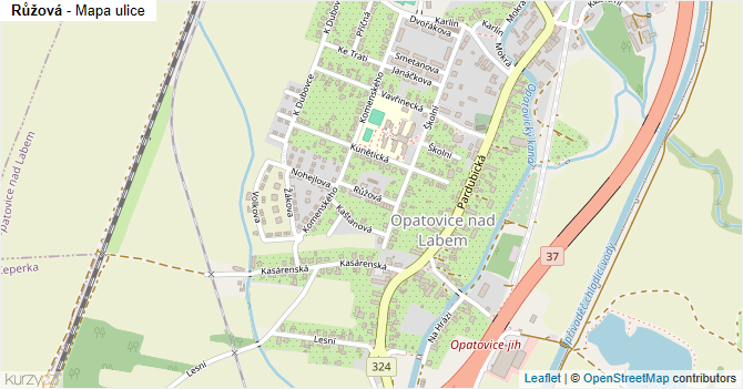 Růžová - mapa ulice