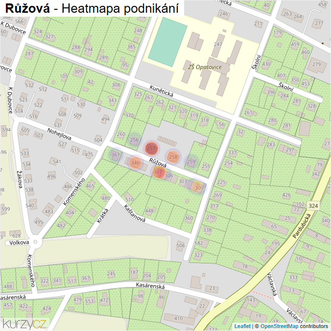 Mapa Růžová - Firmy v ulici.