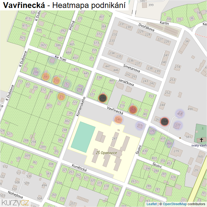 Mapa Vavřinecká - Firmy v ulici.