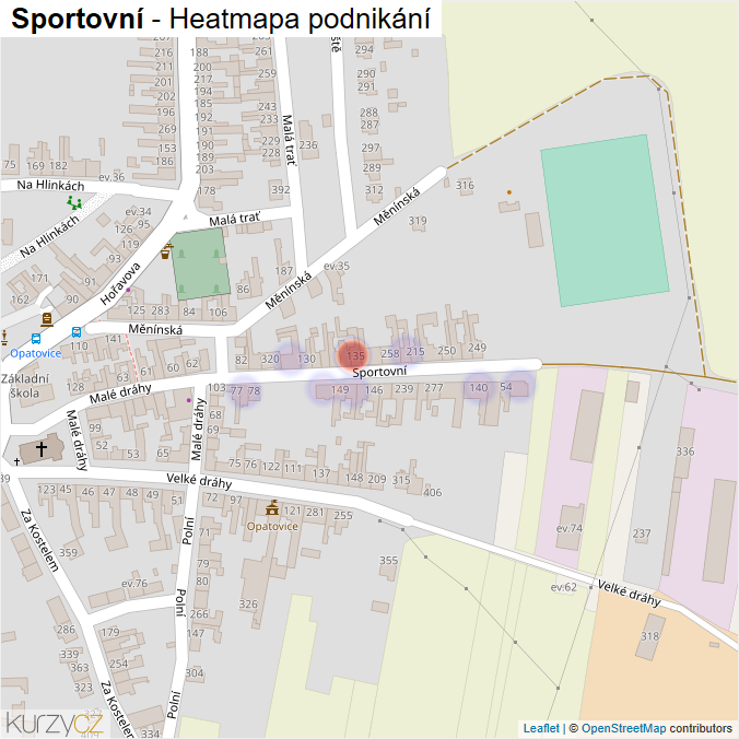 Mapa Sportovní - Firmy v ulici.