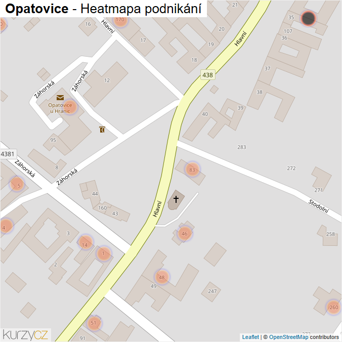 Mapa Opatovice - Firmy v obci.