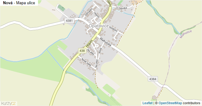 Nová - mapa ulice
