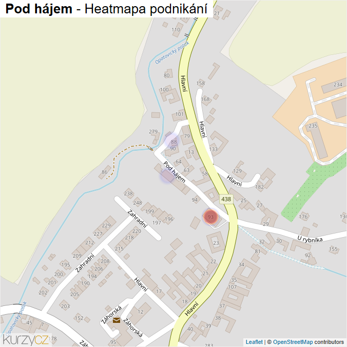 Mapa Pod hájem - Firmy v ulici.