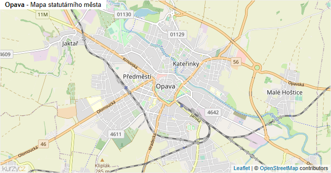 Opava - mapa statutárního města