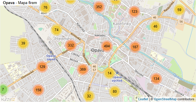 Opava - mapa firem