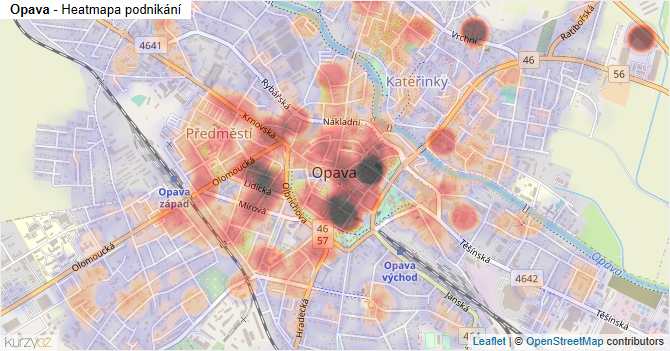 Opava - mapa podnikání