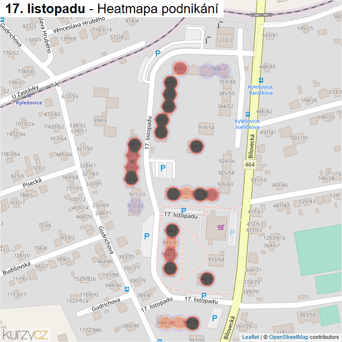 Mapa 17. listopadu - Firmy v ulici.