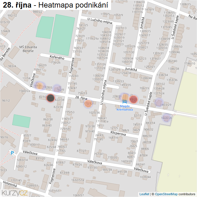 Mapa 28. října - Firmy v ulici.