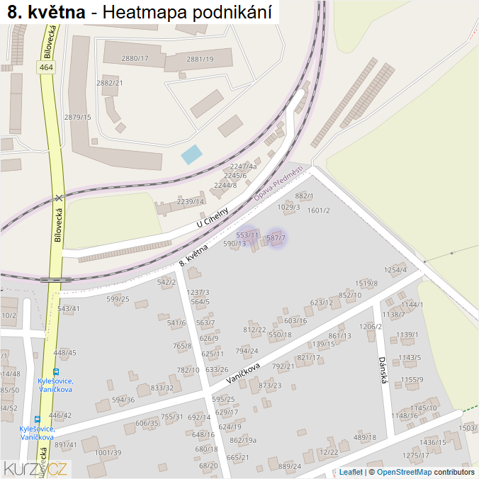 Mapa 8. května - Firmy v ulici.