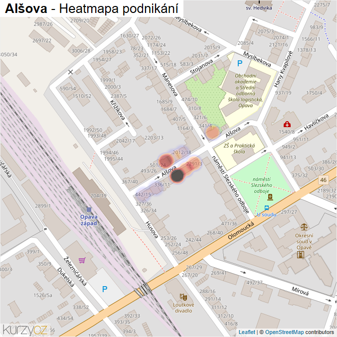 Mapa Alšova - Firmy v ulici.