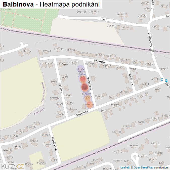 Mapa Balbínova - Firmy v ulici.