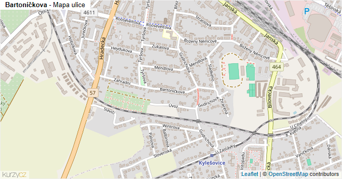 Bartoníčkova - mapa ulice
