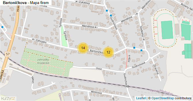 Bartoníčkova - mapa firem