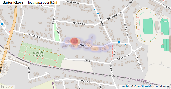Bartoníčkova - mapa podnikání