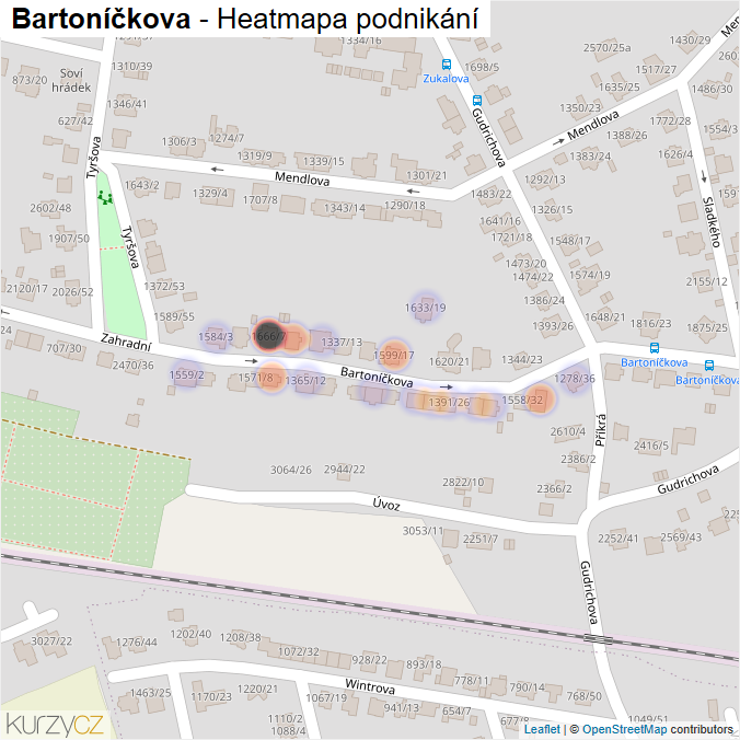 Mapa Bartoníčkova - Firmy v ulici.