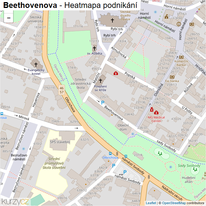 Mapa Beethovenova - Firmy v ulici.