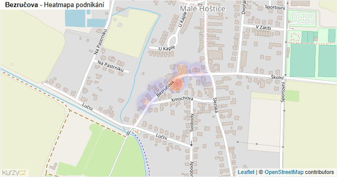 Bezručova - mapa podnikání