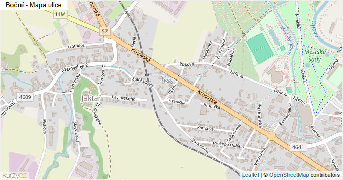 Boční - mapa ulice