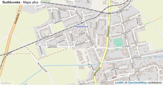 Budišovská - mapa ulice
