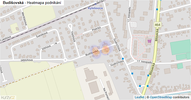 Budišovská - mapa podnikání