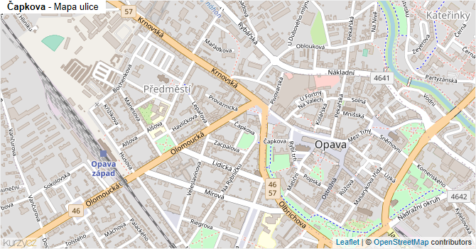Čapkova - mapa ulice