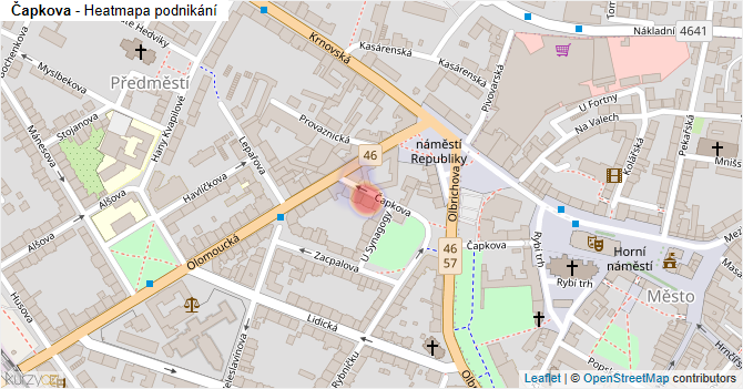 Čapkova - mapa podnikání