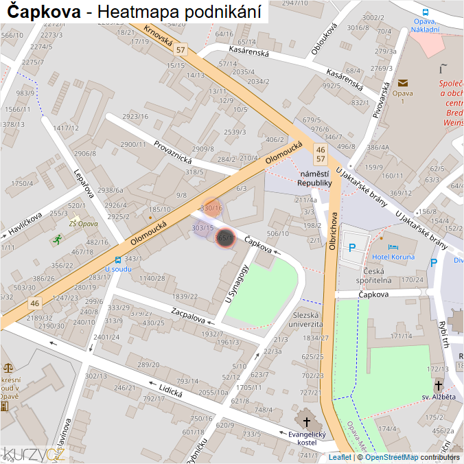 Mapa Čapkova - Firmy v ulici.