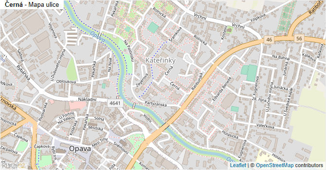 Černá - mapa ulice