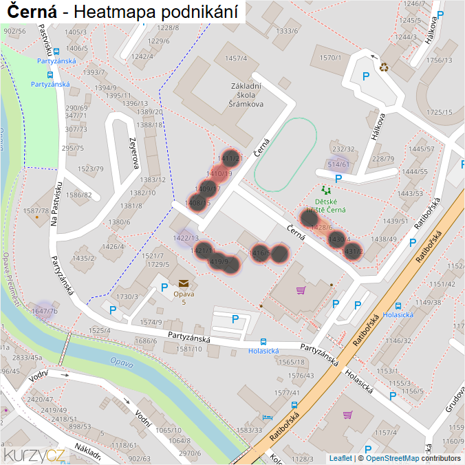 Mapa Černá - Firmy v ulici.