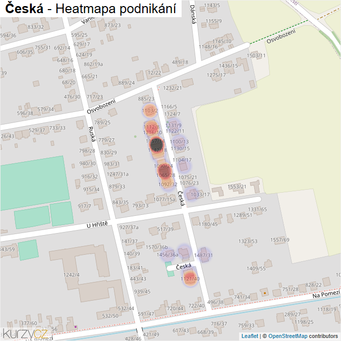 Mapa Česká - Firmy v ulici.