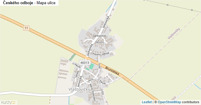 Českého odboje - mapa ulice