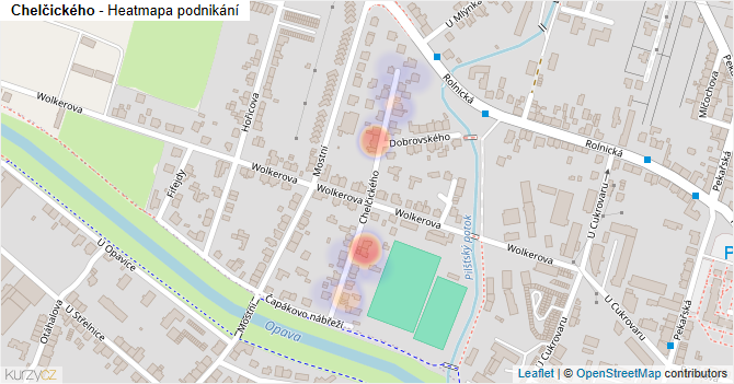 Chelčického - mapa podnikání
