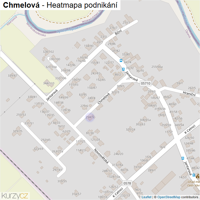 Mapa Chmelová - Firmy v ulici.