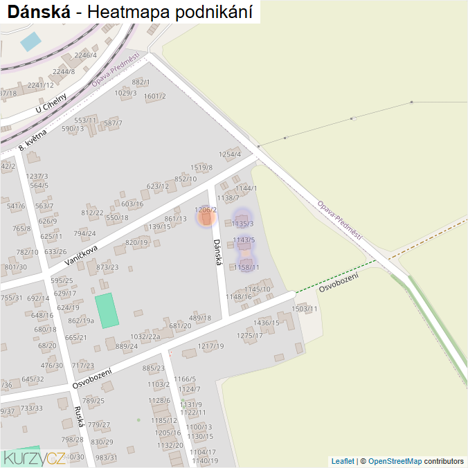 Mapa Dánská - Firmy v ulici.