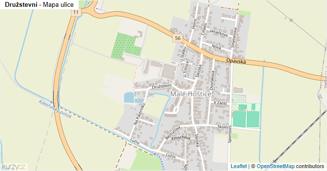 Družstevní - mapa ulice