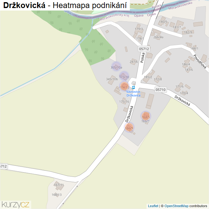 Mapa Držkovická - Firmy v ulici.