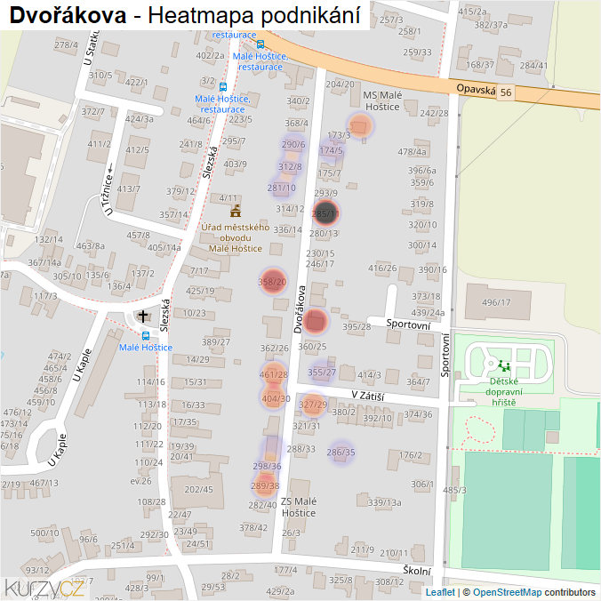 Mapa Dvořákova - Firmy v ulici.