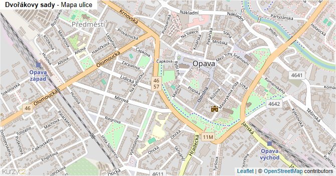 Dvořákovy sady - mapa ulice