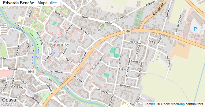 Edvarda Beneše - mapa ulice