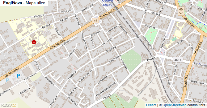 Englišova - mapa ulice