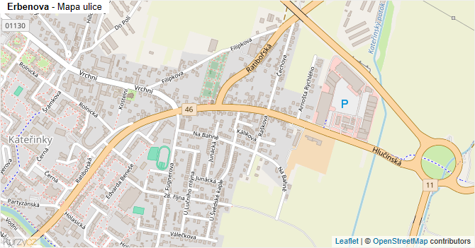 Erbenova - mapa ulice