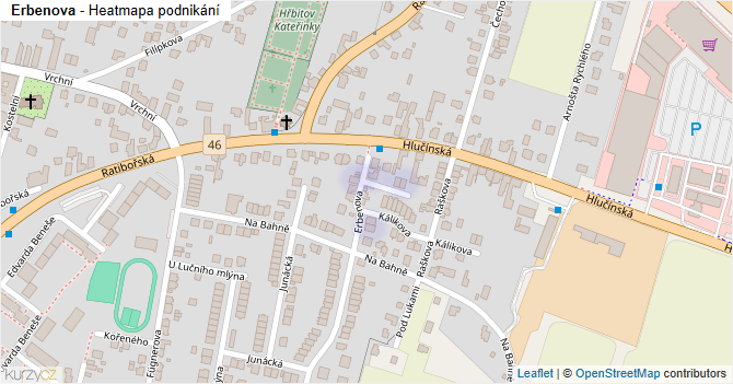 Erbenova - mapa podnikání