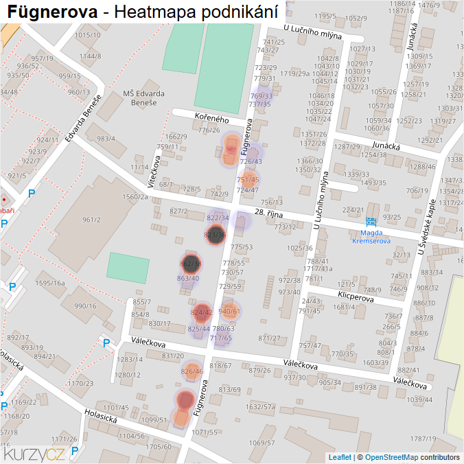 Mapa Fügnerova - Firmy v ulici.